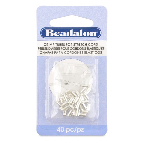 Perles tubes à écraser 5x2.7 mm pour cordon élastique 1 mm - Argenté x40