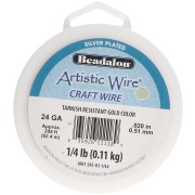 Fil de cuivre Artistic Wire 0.51 mm - Plaqué Argent Doré anti-ternissement x62.4m