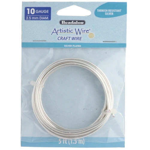 Fil de cuivre rond 2.6 mm Artistic Wire - Plaqué Argent anti-ternissement x1.5m