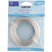 Fil de cuivre rond 2.1 mm Artistic Wire anti-ternissement - Argenté x7.6m|raw }}