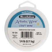 Fil de cuivre rond 1 mm Artistic Wire anti-ternissement - Argenté x15.8m