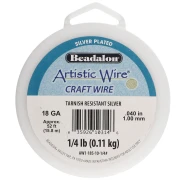 Fil de cuivre rond 1 mm Artistic Wire anti-ternissement - Argenté x15.8m