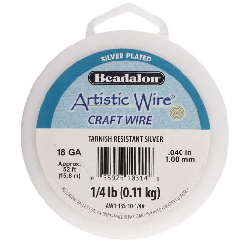 Fil de cuivre rond 1 mm Artistic Wire - Plaqué Argent anti-ternissement x15.8m