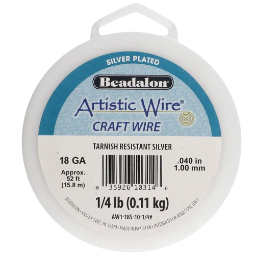 Fil de cuivre rond 1 mm Artistic Wire - Plaqué Argent anti-ternissement x15.8m