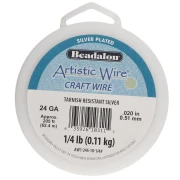 Fil de cuivre rond 0.51 mm Artistic Wire - Plaqué Argent anti-ternissement x62.4m
