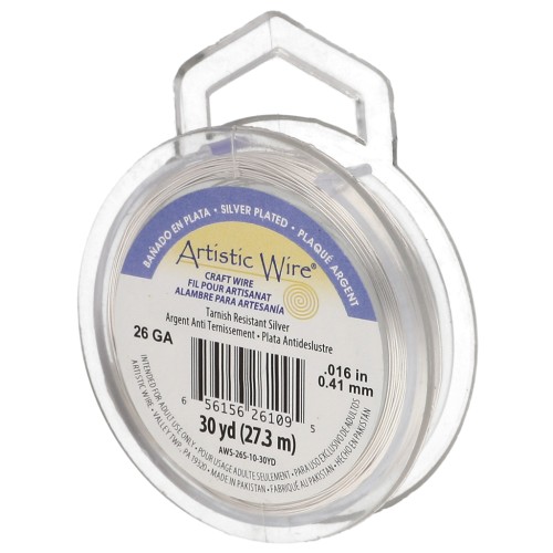 Fil de cuivre rond 0.41 mm Artistic Wire anti-ternissement - Argenté x27.4m