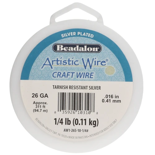 Fil de cuivre rond 0.41 mm Artistic Wire - Plaqué Argent anti-ternissement x94.7m