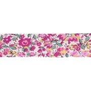 Biais en tissu Liberty - Emma and Georgina - Blanc - Fuchsia - Vert x1m