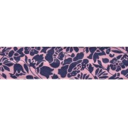 Biais en tissu Liberty - Meadowland - Rose - Bleu nuit x1m