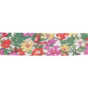 Biais en tissu Liberty - Isla rose - Vert - Rose - Jaune x1m