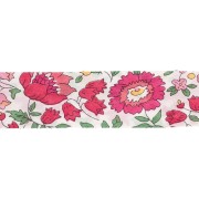 Biais en tissu Liberty - D'anjo - Blanc - Cerise - Vert x1m