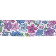Biais en tissu Liberty - Organic - Blanc - Violet - Bleu x1m