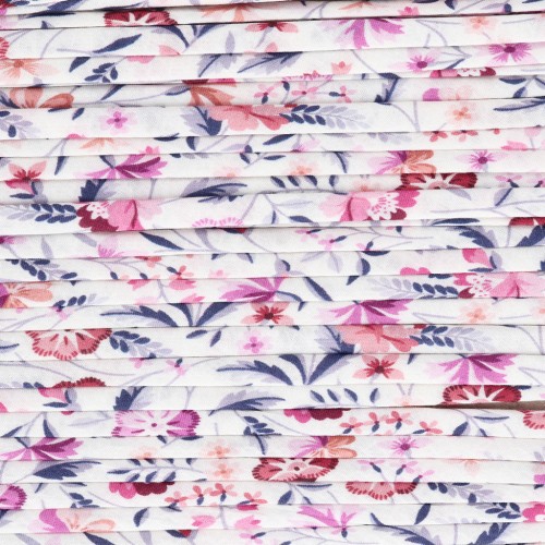 Cordon en tissu Liberty - Blanc - Vieux mauve - Rouge x1m
