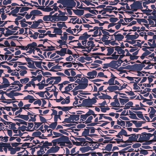 Cordon en tissu Liberty - Meadowland - Rose - Bleu nuit x1m