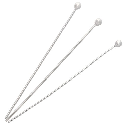 Clous tête boule 50x0.8 mm - tête du clou 2.5 mm - Argent 925 x5