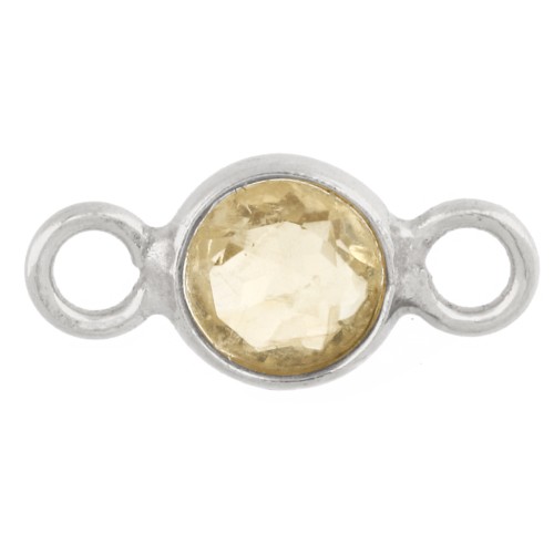 Intercalaire rond facetté 4.5 mm avec pierre gemme - Argent 925 - Citrine x1