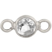 Cristal de roche - Intercalaire rond facetté 4.5 mm avec pierre gemme - Argent 925 - Cristal de roche Intercalaire rond facetté 4.5 mm avec pierre gemme - Argent 925 - Cristal de roche