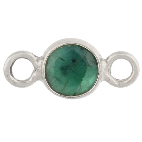 Intercalaire rond facetté 4.5 mm avec pierre gemme - Argent 925 - imitation Emeraude