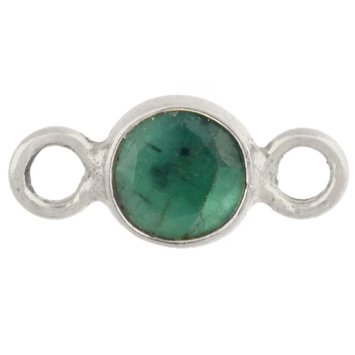 Intercalaire rond facetté 4.5 mm avec pierre gemme - Argent 925 - imitation Emeraude