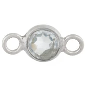 Intercalaire rond facetté 4.5 mm imitation gemme - Argent 925 - Hydro Blue Topaze