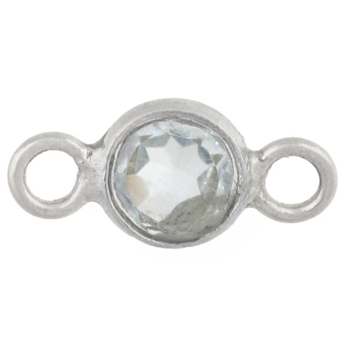 Intercalaire rond facetté 4.5 mm imitation gemme - Argent 925 - Hydro Blue Topaze