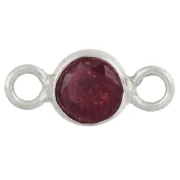 Intercalaire rond facetté 4.5 mm avec pierre gemme - Argent 925 - imitation Rubis x1