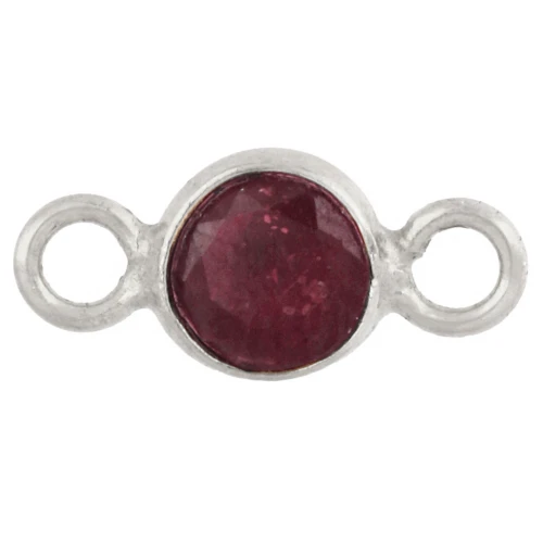 Intercalaire rond facetté 4.5 mm avec pierre gemme - Argent 925 - imitation Rubis x1