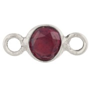 Grenat - Intercalaire rond facetté 4.5 mm avec pierre gemme - Argent 925 - Grenat x1 Intercalaire rond facetté 4.5 mm avec pierre gemme - Argent 925 - Grenat x1