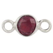 Intercalaire rond facetté 4.5 mm avec pierre gemme - Argent 925 - Grenat x1