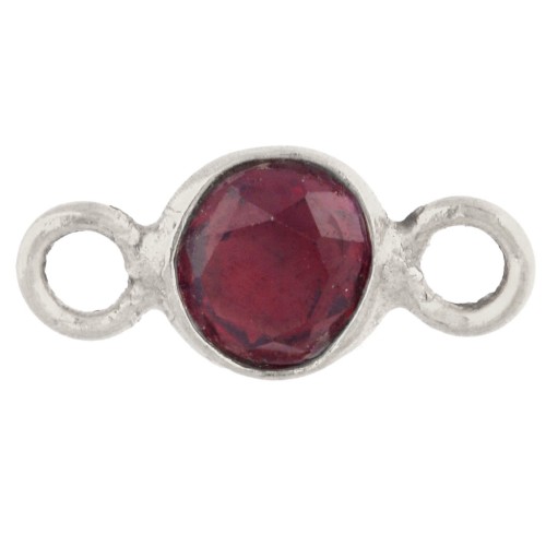 Intercalaire rond facetté 4.5 mm avec pierre gemme - Argent 925 - Grenat x1