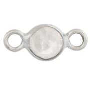 Intercalaire rond facetté 4.5 mm avec pierre gemme - Argent 925 - Pierre de lune x1