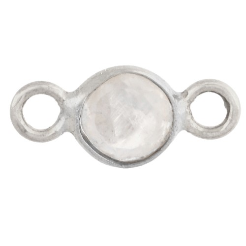 Intercalaire rond facetté 4.5 mm avec pierre gemme - Argent 925 - Pierre de lune x1