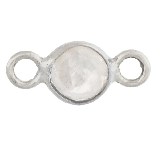 Intercalaire rond facetté 4.5 mm avec pierre gemme - Argent 925 - Pierre de lune x1