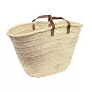 Panier couffin en palmier naturel et anses en cuir 34x56 cm Naturel x1