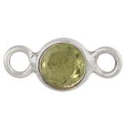 Peridot - Intercalaire rond facetté 4.5 mm avec pierre gemme - Argent 925 - Peridot x1 Intercalaire rond facetté 4.5 mm avec pierre gemme - Argent 925 - Peridot x1