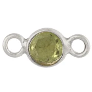 Intercalaire rond facetté 4.5 mm avec pierre gemme - Argent 925 - Peridot x1
