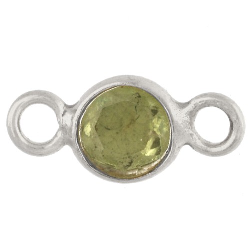 Intercalaire rond facetté 4.5 mm avec pierre gemme - Argent 925 - Peridot x1