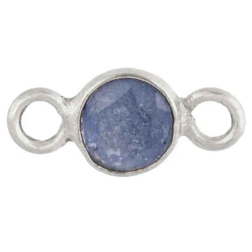 Intercalaire rond facetté 4.5 mm avec pierre gemme - Argent 925 - imitation Saphir