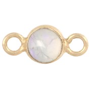 Doré Or Fin - Or 24K - 999/1000 - Intercalaire rond 4.5 mm avec pierre gemme - Argent 925 Doré à l'or fin - Opale x1 Intercalaire rond 4.5 mm avec pierre gemme - Argent 925 Doré à l'or fin - Opale x1