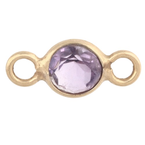 Intercalaire rond facetté 4.5 mm pierre gemme - Argent 925 Doré Or fin - Amethyste