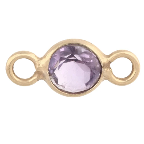 Intercalaire rond facetté 4.5 mm pierre gemme - Argent 925 Doré Or fin - Amethyste