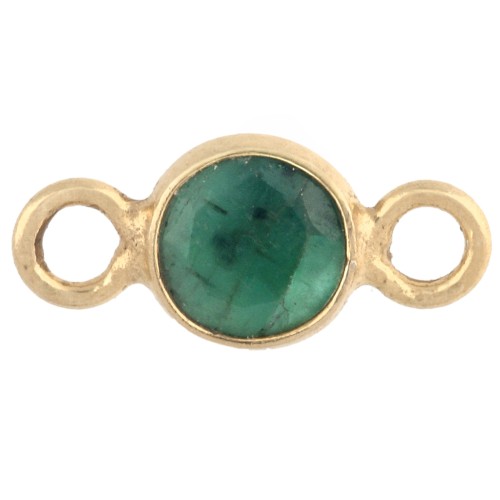 Intercalaire rond facetté 4.5 mm pierre gemme Argent 925 Doré Or fin - imit Emeraude