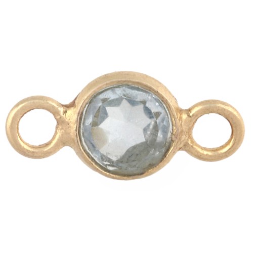 Intercalaire rond facetté 4.5 mm imit gemme Argent 925 Doré Or fin Hydro Blue Topaze