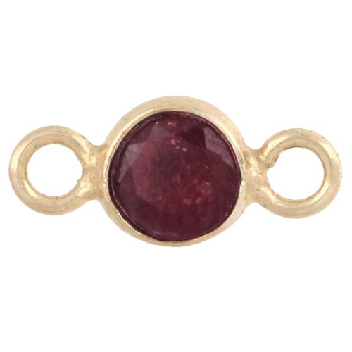 Intercalaire rond facetté 4.5 mm pierre gemme - Argent 925 Doré Or fin - imit Rubis