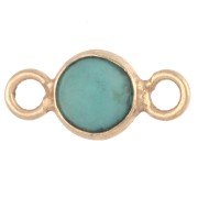Doré Or Fin - Or 24K - 999/1000 - Intercalaire rond 4.5 mm pierre gemme - Argent 925 Doré à l'or fin - Turquoise x1 Intercalaire rond 4.5 mm pierre gemme - Argent 925 Doré à l'or fin - Turquoise x1