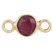 Intercalaire rond facetté 4.5 mm pierre gemme - Argent 925 Doré à l'or fin - Grenat