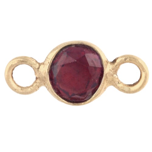 Intercalaire rond facetté 4.5 mm pierre gemme - Argent 925 Doré à l'or fin - Grenat