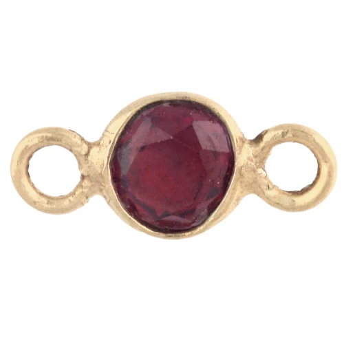 Intercalaire rond facetté 4.5 mm pierre gemme - Argent 925 Doré à l'or fin - Grenat