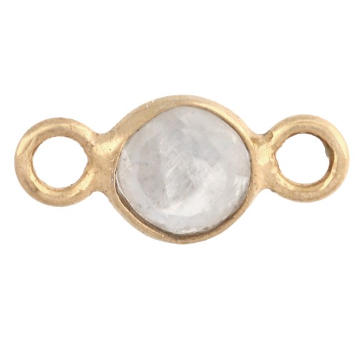 Intercalaire rond facetté 4.5mm pierre gemme Argent 925 Doré Or fin - Pierre de lune