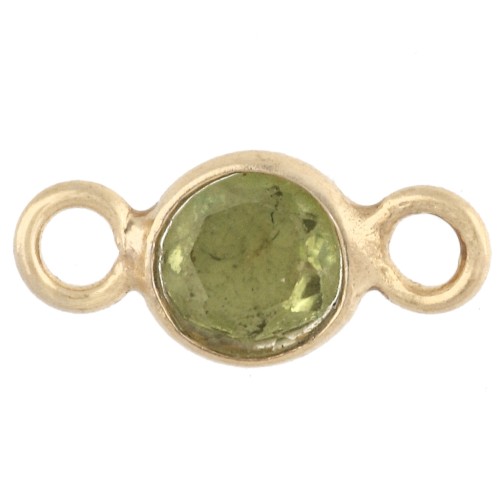 Intercalaire rond facetté 4.5 mm pierre gemme - Argent 925 Doré à l'or fin - Peridot